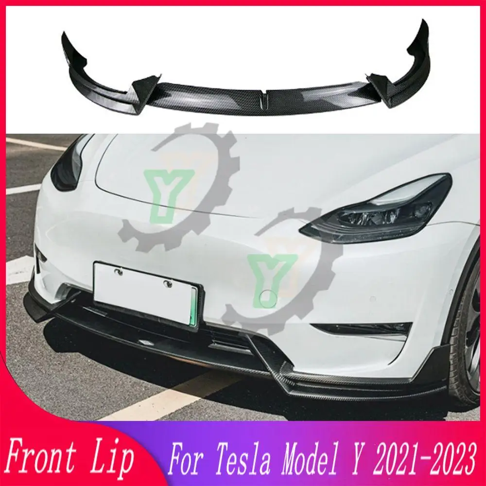 

For Tesla Model Y 2021 2022 2023 Car Front Bumper Lip Chin Guard Trim Styling Cover Modified Body Kit Diffuser Accessories