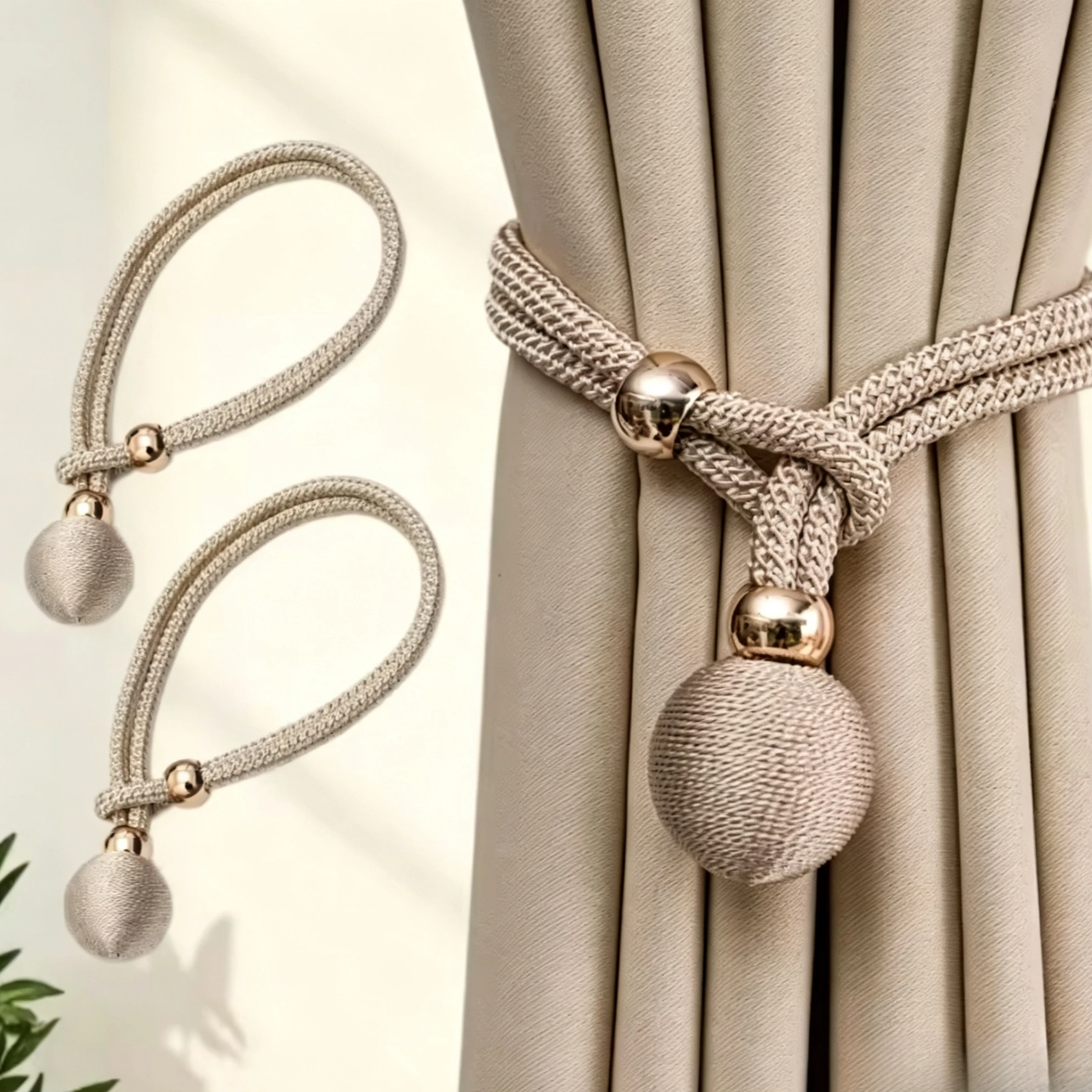 2PCS Adjustable High Quality French Ball Curtain Tiebacks Convenient Draped Tiebacks Decorative Curtain Fixer Curtain Tiebacks