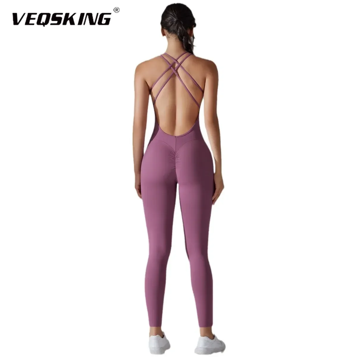 

VEQSKING Mileegirl Yoga Hip Lifting Pants,High Waist Tight Peach Hip Lifting Pants,Quick Drying Elastic Running Fitness Jumpsuit
