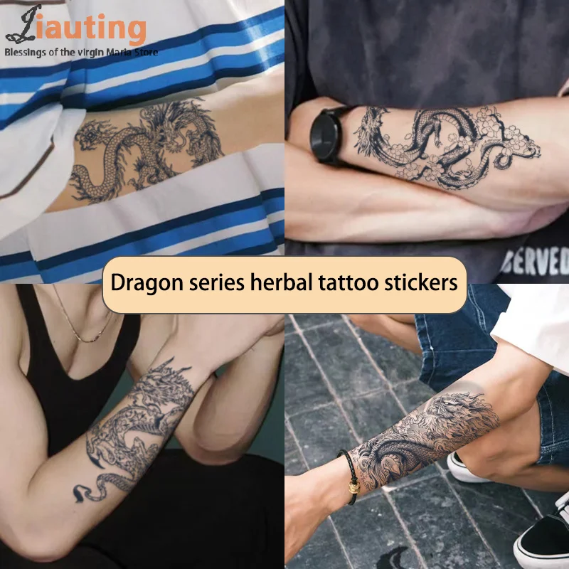 Realistic Dragon Fake Tattoo Stickers For Men Boys Kids 3D Dragon Temporary Tattoos Washable Tattoos