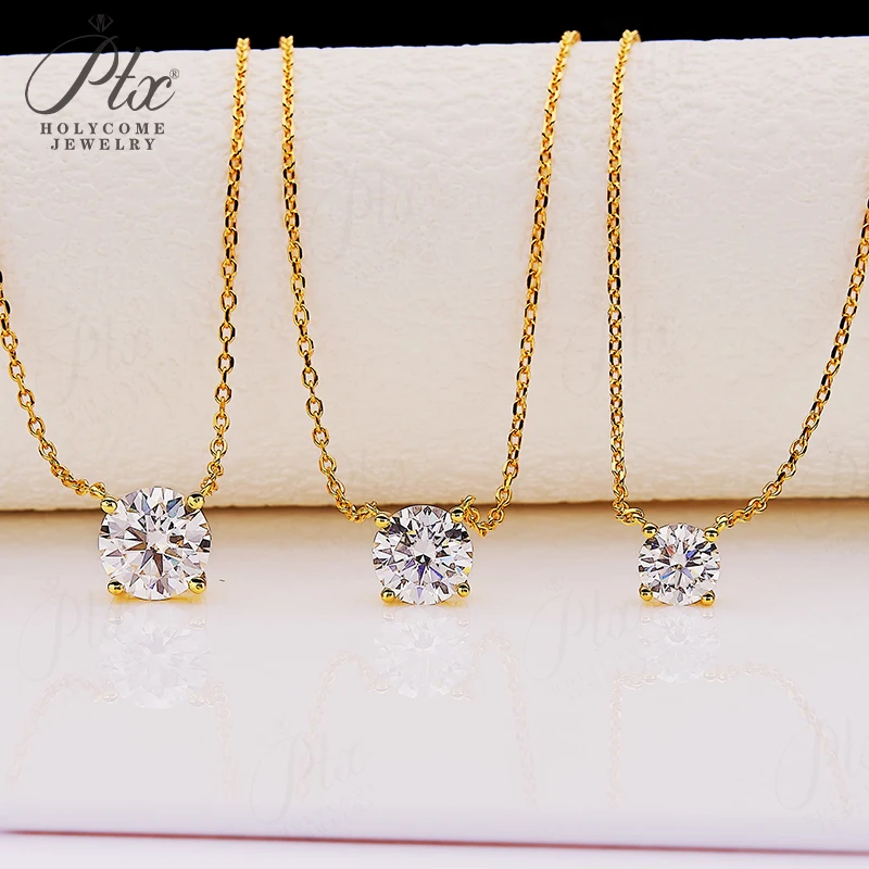 1-3CT مويسانيتي البريق قلادة مع D اللون VVS1 مويسانيتي مستدير S925 أبيض أصفر ارتفع الذهب امرأة المشاركة غرامة هدية #3