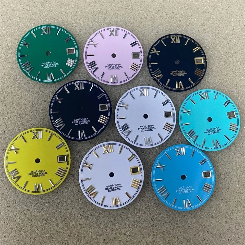 

High Quality Enamel Dial 28.5mm No Luminous Roman Numerals Watch Faces Fits for NH35 NH36 Automatic Movement Roman Dial NEW DIY