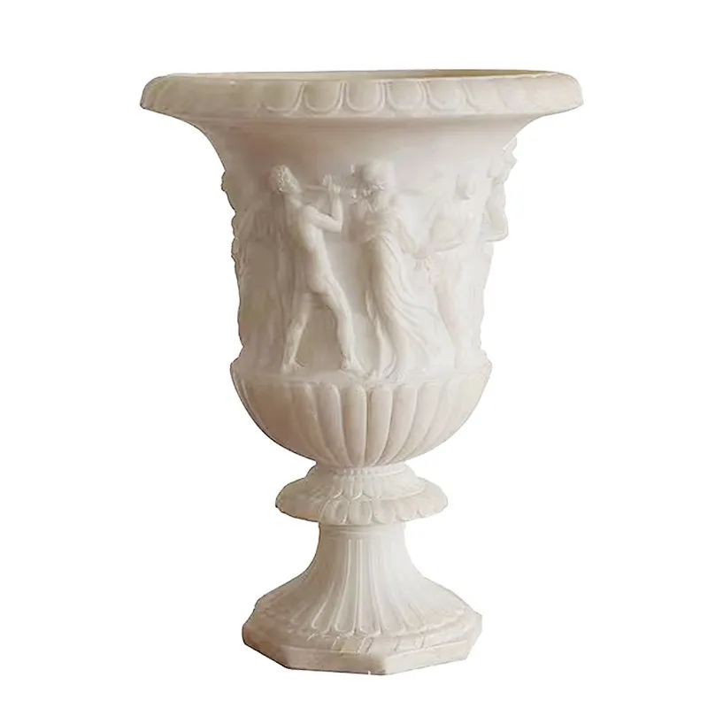 Neoclassical style imitation jade resin flower vase simple fashion villa hotel courtyard decoration relief flower ornament