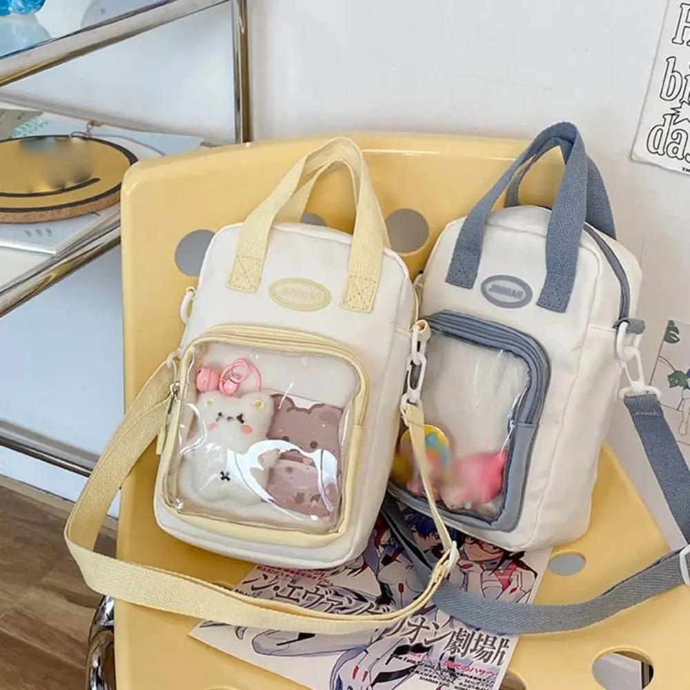 Zoete Rits Contrast Kleur Itabag Katoenen Pop Opslag Idool Merchandise Opslag Transparante Tassen Pu Portemonnee Schoudertas Mannen