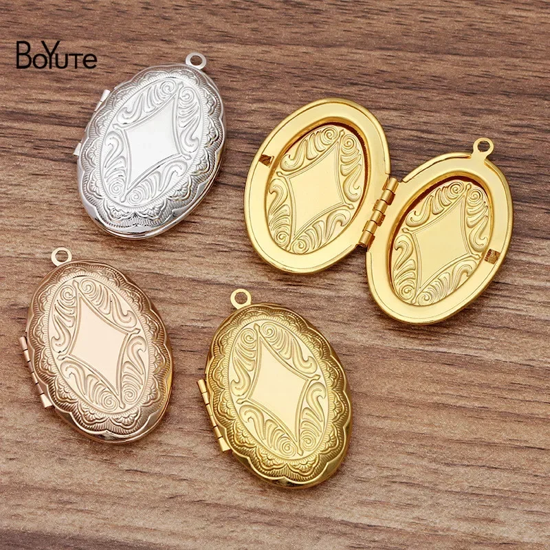 BoYuTe (10 Pieces/Lot) 24*41*9MM Oval Floating Locket Pendant Factory Direct Wholesale Metal Brass Photo Locket