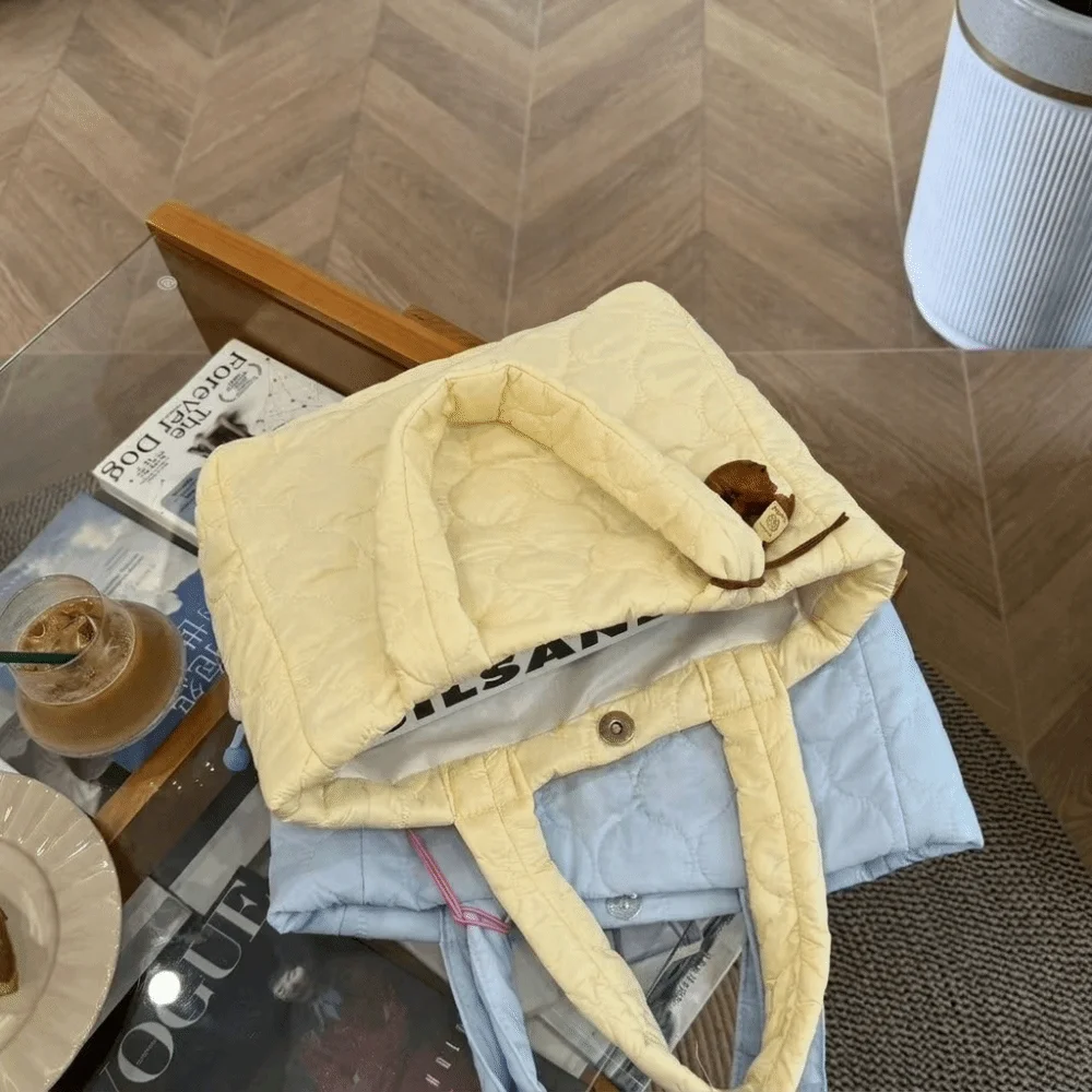 Down Handbag Portable Large Capacity Shoulder Bag Quilted Durable Handbag Lovely Creative Tote Bag Women