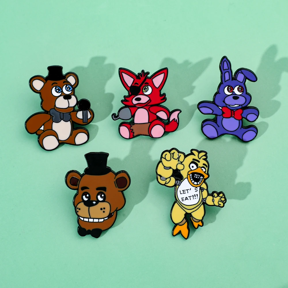 Cartoon Game FNAF Freddy's Fazbear Bear Enamel Pins Cute Five Nights Freddy Brooch Badge for Bag Clothing Pins Kids Toys Gifts