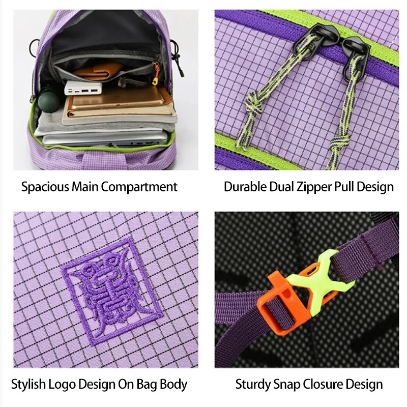 حقيبة ظهر أنيقة وخفيفة الوزن للجنسين ذات سعة كبيرة للاستخدام الخارجي، حقيبة ظهر متينة من النايلون محايدة للمشي لمسافات طويلة للجنسين للسفر #5