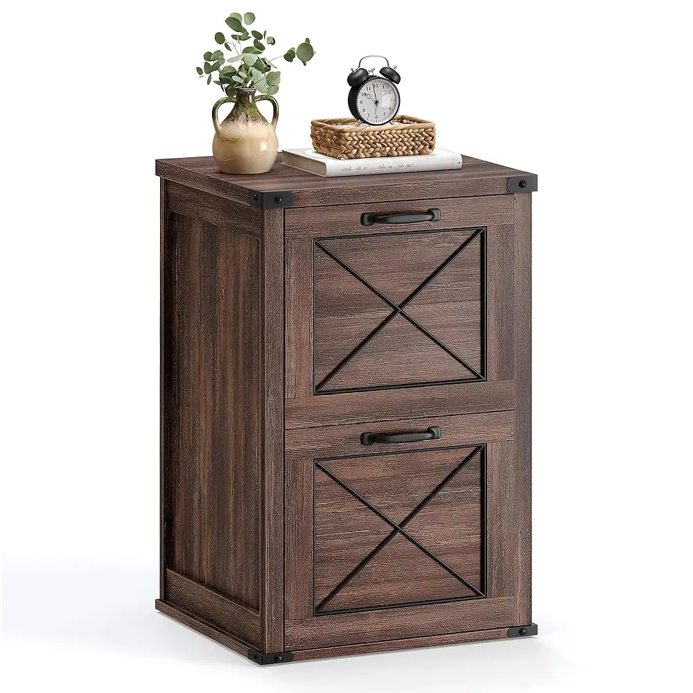 

Шкаф для документов, Шкаф для документов с 2-мя ящиками для файлов, Подставка для принтера, Подходит для формата A4, Letter, Подвесные папки для файлов, Современный фермерский дом