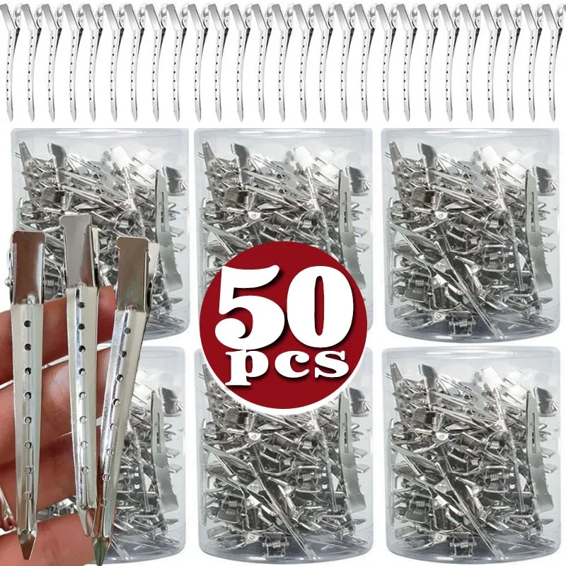 

1/50pcs Metal Duckbill Hair Clip Curly Hair Barrettes Styling Tools WomenFluffy Hairpins Haircut Clamps Hairstyle Accessories
