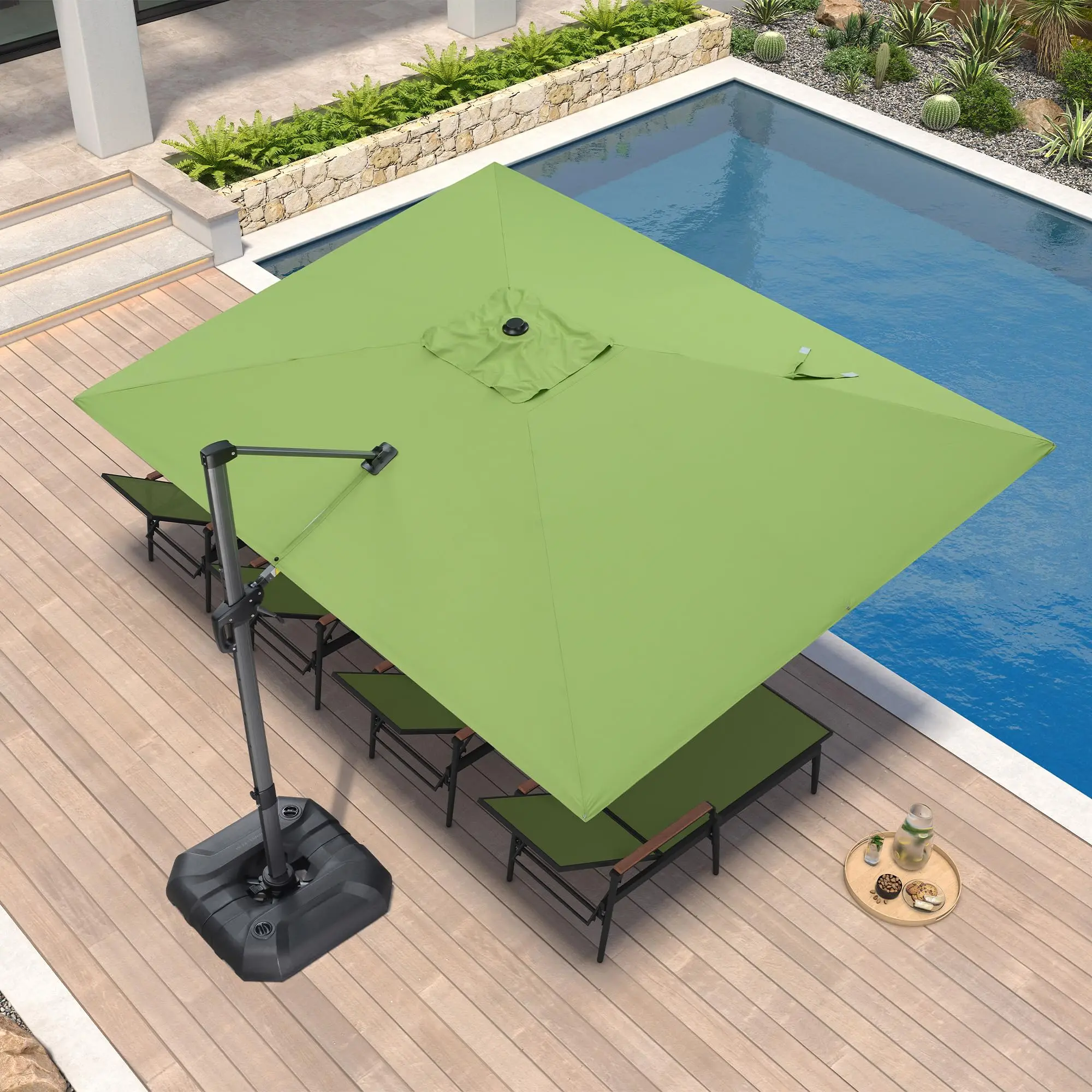 Patio Umbrella 9' x 11.5' All-Day Shade Control Apple Green