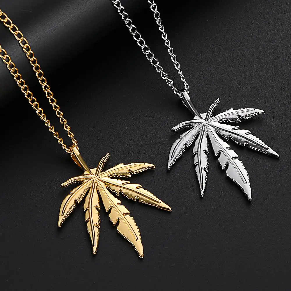 Fashion Men Jewelry Titanium Steel Punk Vintage Rock Maple Leaf  Leaf Pendant Hip Hop Choker