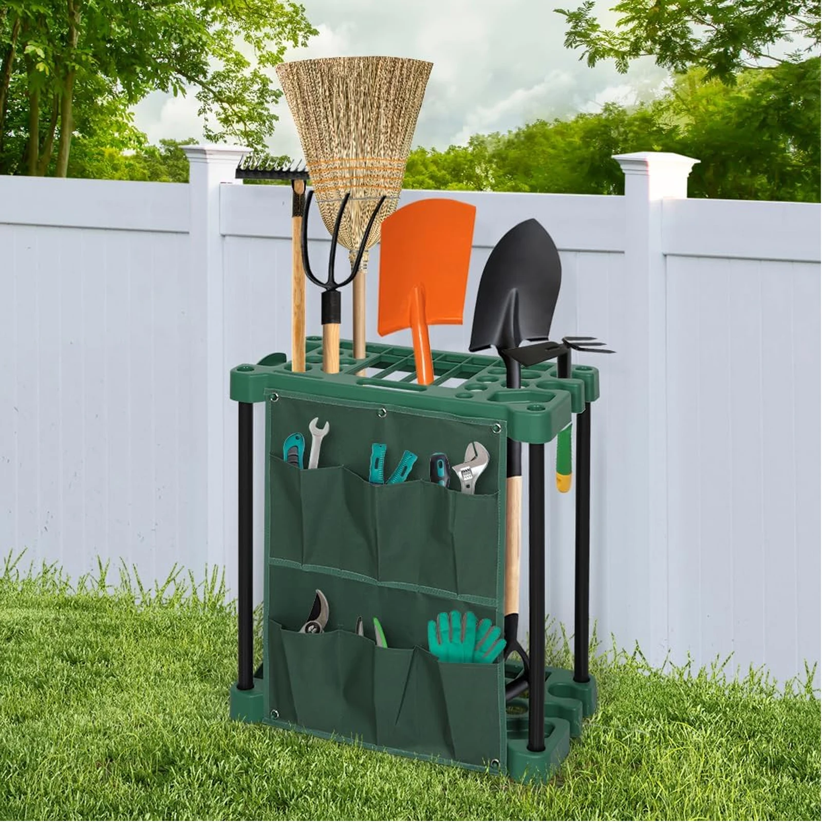 Tool Storage Rack 33 Compartments Large Garden Tool Organizer Lightweight Construction Farm Tool Household Multi-Purposes Stand