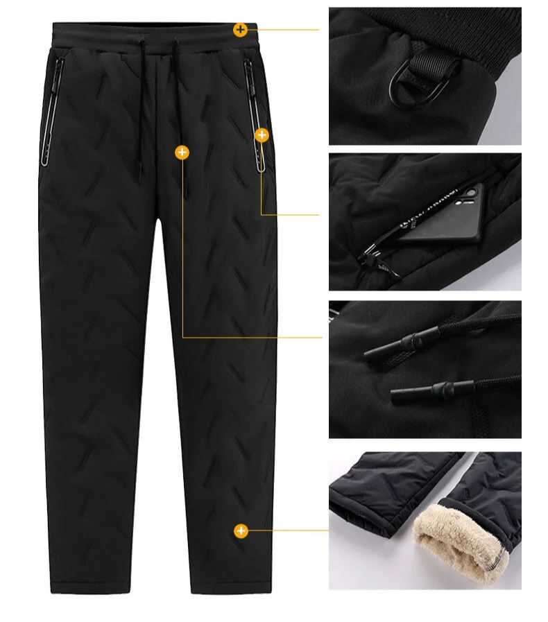 Winter Sweatwear Männer Verdicken Fleece Futter Sweatpant Thermische Hosen Casual Hosen Wasserdicht Winddicht Warme Samt Hosen – Detail 10