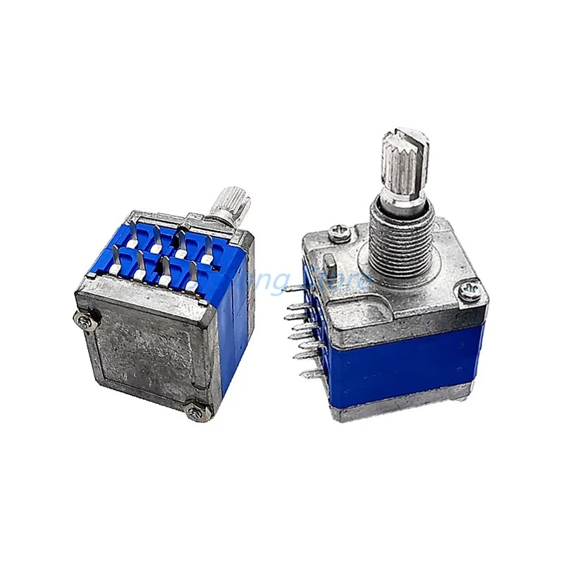 

1pc 21Type Stereo Channel Volume Potentiometer A20K A50K 8 Pins Fever Grade AD-66A 20mm Plum Shaft