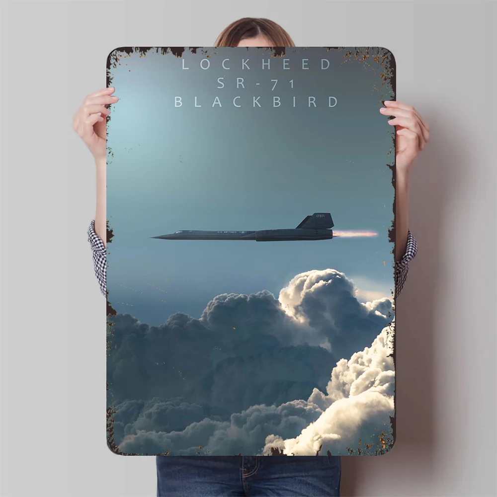 Lockheed SR-71 Blackbird Reconnaissance Aircraft Classic Military Metal Wall Art Home Decor