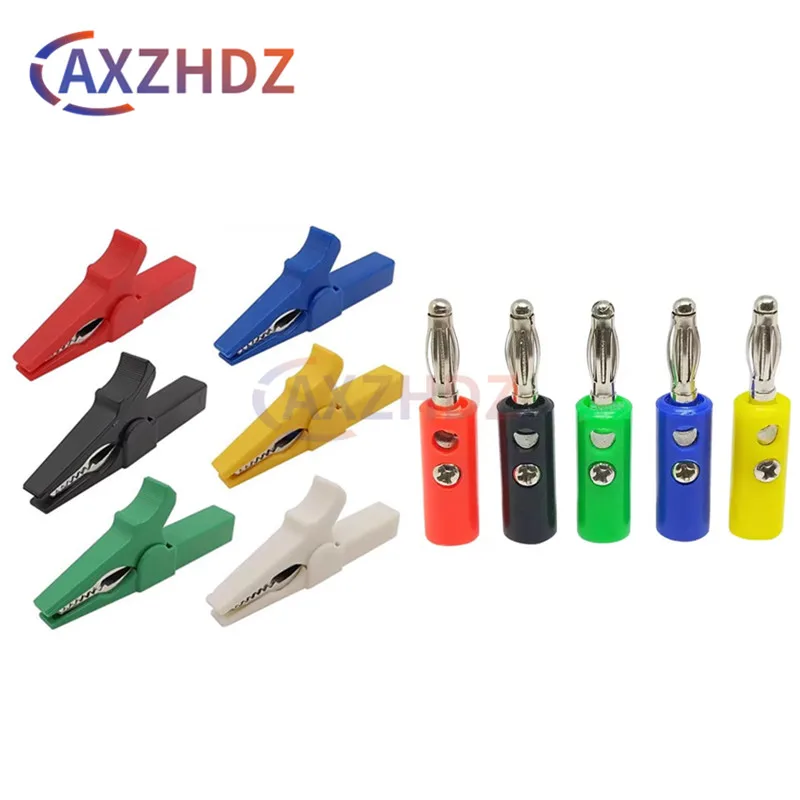5PCS 30A 55MM Alligator Clip+Banana Plug Test Probe With 4MM Banana Plug Cable Clips