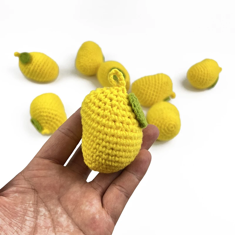 Wool Knitting Keychain Accessories Lemon Sunflower Pear Pendant Finished Hook Weaving DIY Weaving Clothing Decorations Gifts