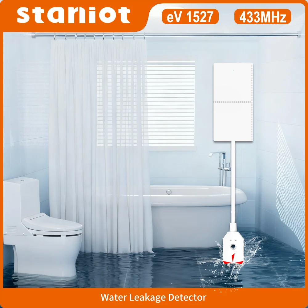 Staniot sensor de vazamento de água tuya app detector de inundação de segurança staniot acessórios de alarme 433mhz sistema de proteção contra vazamento de água