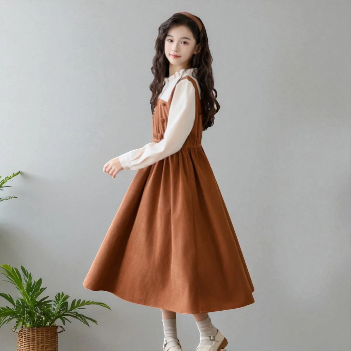 Back to School Uniform Children Long Dress for Girls Clothing Kids Teens Party Costumes Spring  Autumn Vestidos 6 8 10 12 Years