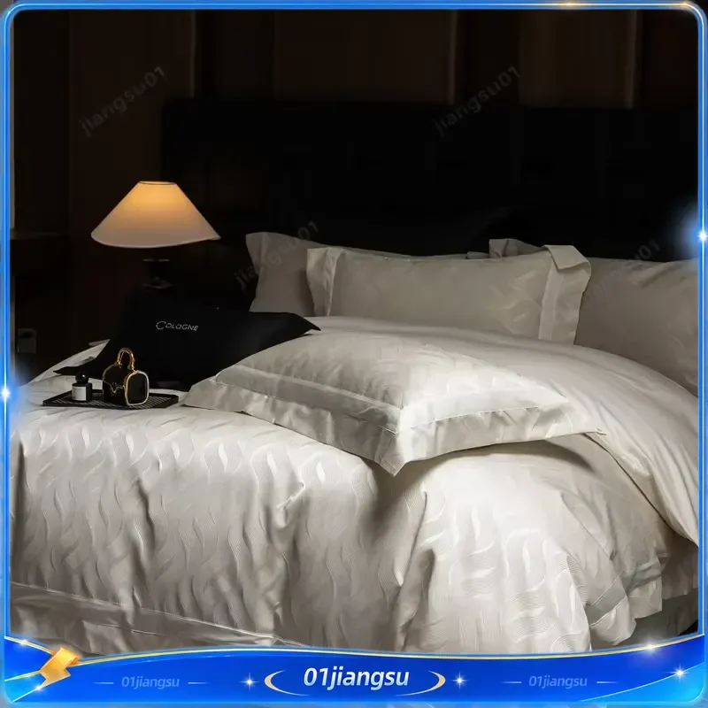 Luxury Egyptian Cotton Bedding Set High Precision Jacquard Duvet Cover Fitted Sheet Pillowcases Double Queen King Size Soft