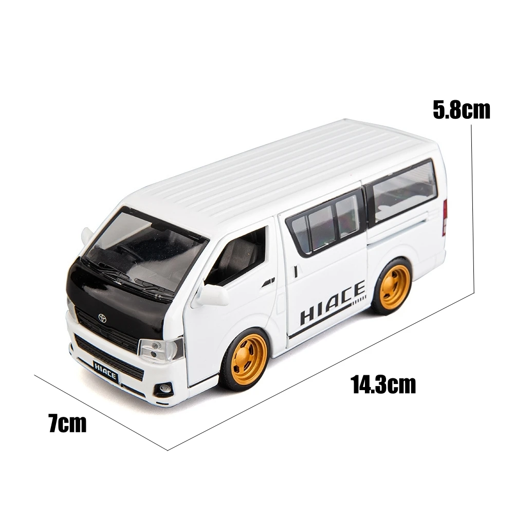 1/32 TOYOTA HIACE H200 Toy Car Diecast Metal Van MPV Miniature Model Free Wheels Sound & Light Collection Gift For Boys Children