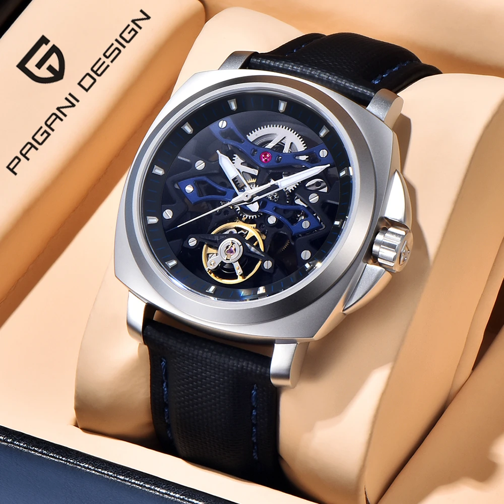 2024 New PAGANI DESIGN 40MM Hollow Transparent Tourbillon Luxury Men's Watch Sapphire Glass Luminous Men's Mechanical Watch