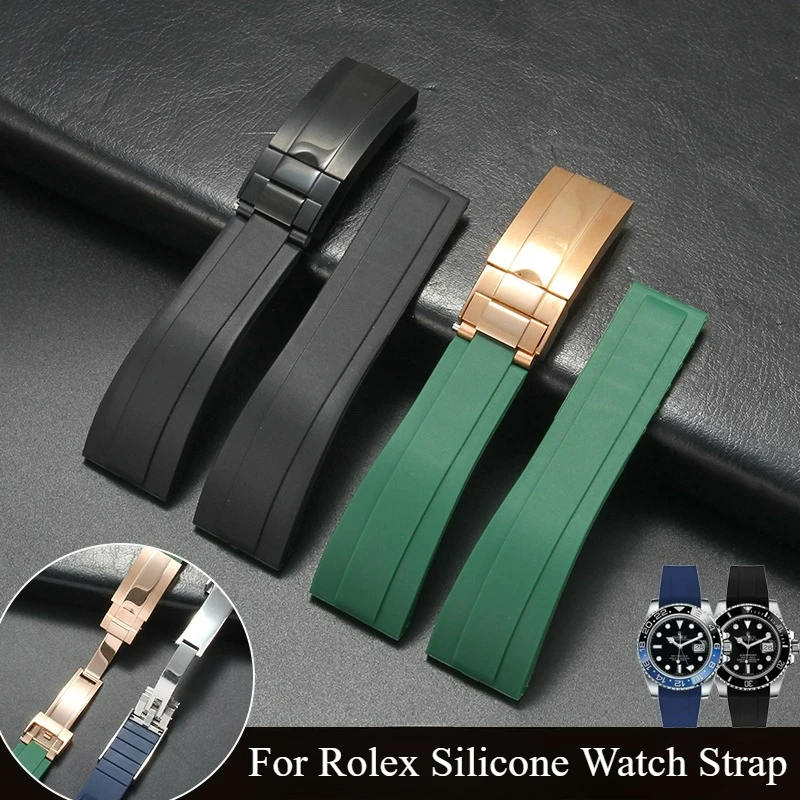 High Quality Silicone Watch Accessories 20mm Black White Red Green Gray for Rolex Water-ghost Daytona Series Elastic Watch Strap