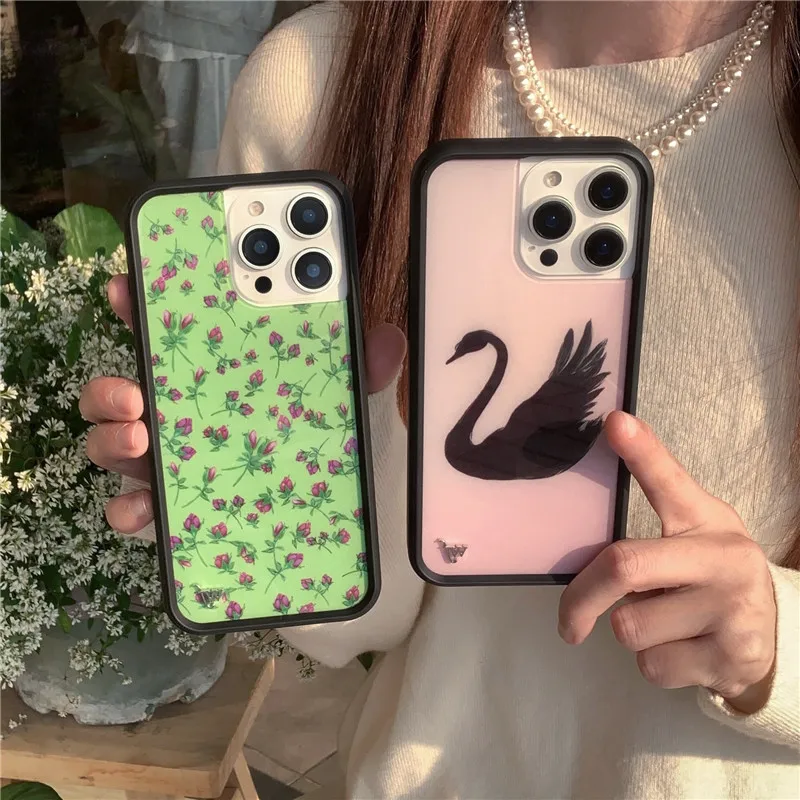 

Wildflower Posie Rosie Phone Case for iPhone 12 13 14 15 16 17 Pro Max Plus Air 17pro Black Swan wf metal Girl Cover Funda
