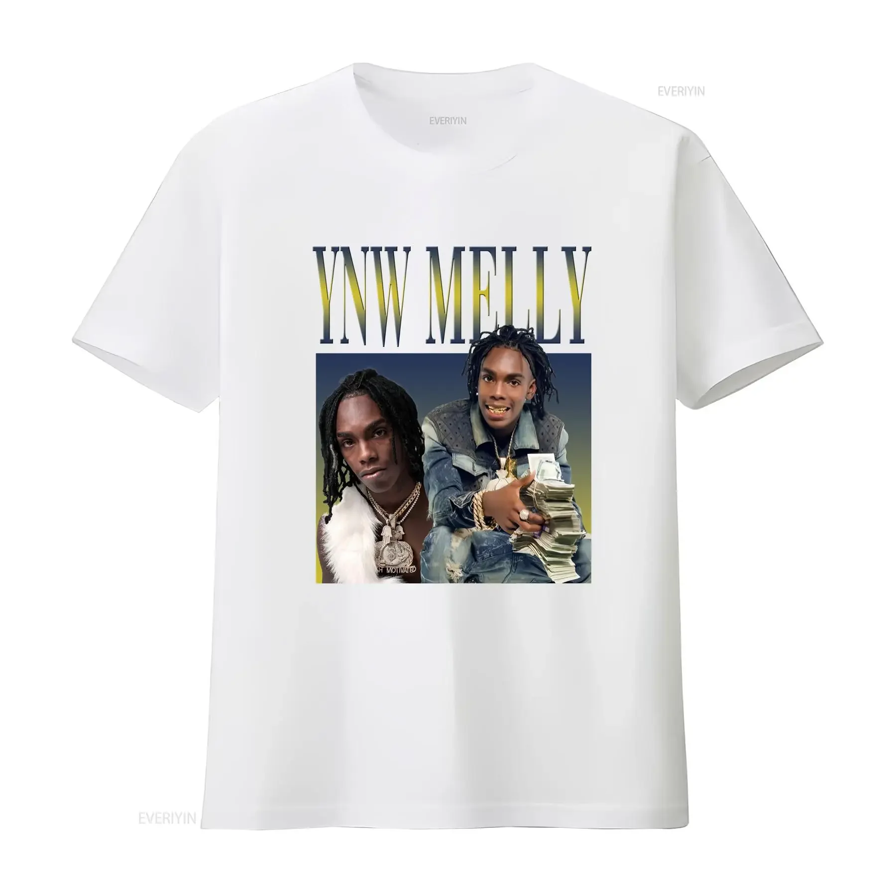 Ynw Melly تي شيرت عتيق 90s تصميم مستوحى عتيق مغسول أوم جرافيك ممتد موضة أنيقة ناعمة متعددة الاستخدامات ملابس الشارع