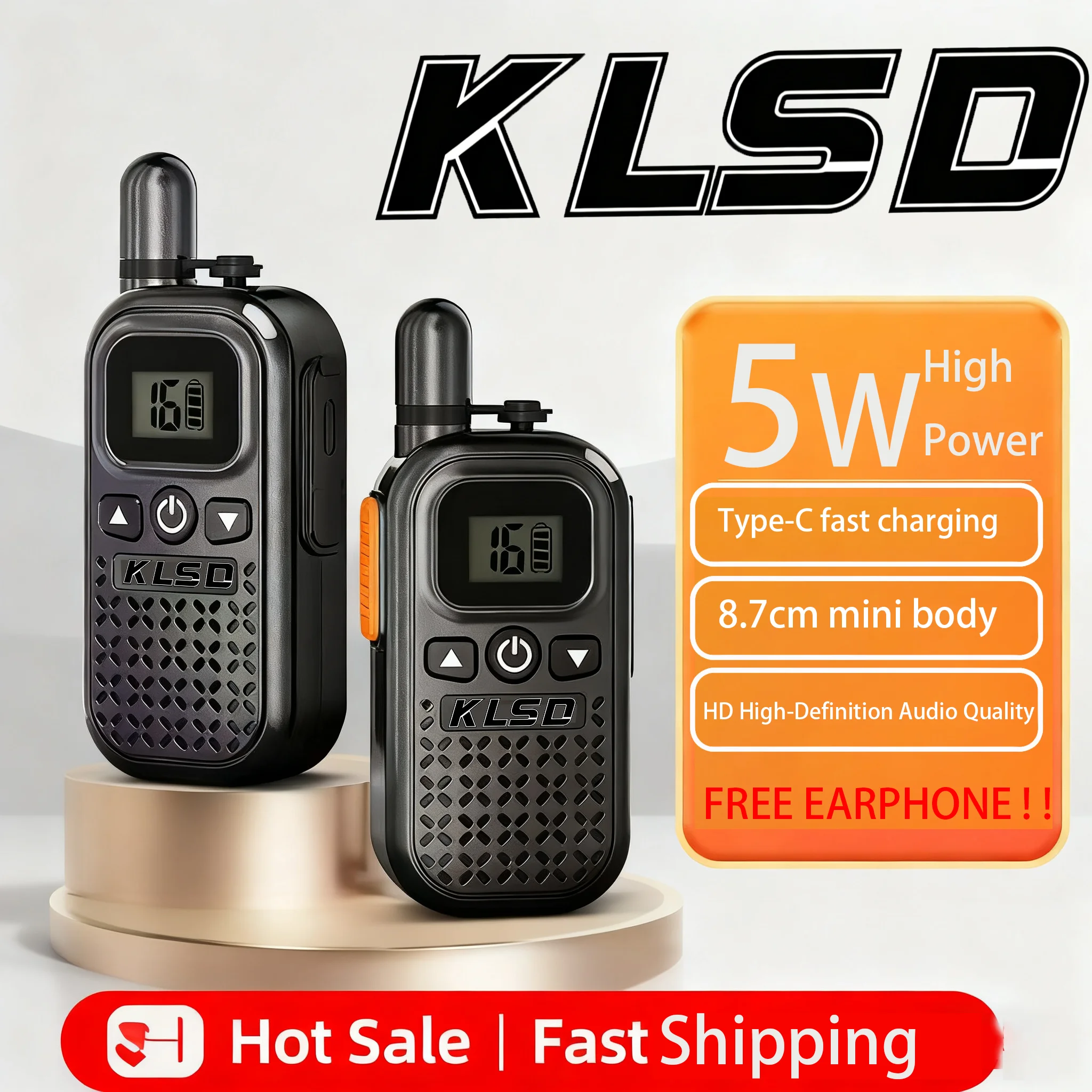 5W HD Clear Sound Walkie Talkie with Type-C Charging Mini Construction Style for Family Daily Use