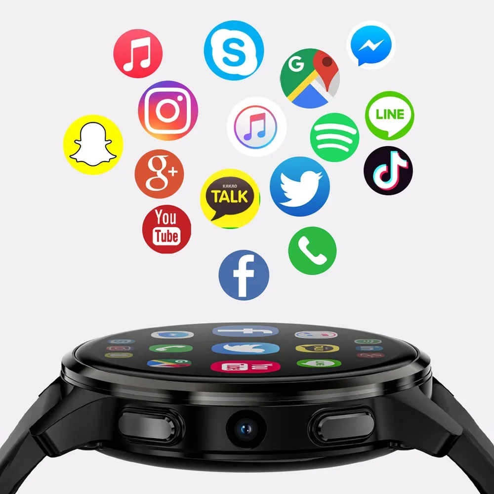 New LOKMAT Earphone TWS Smart Watch Men, 4G LTE SIM Card GPS Wifi 2G+16G NFC Android Smartwatch, Camera Video Calls Watch Phone