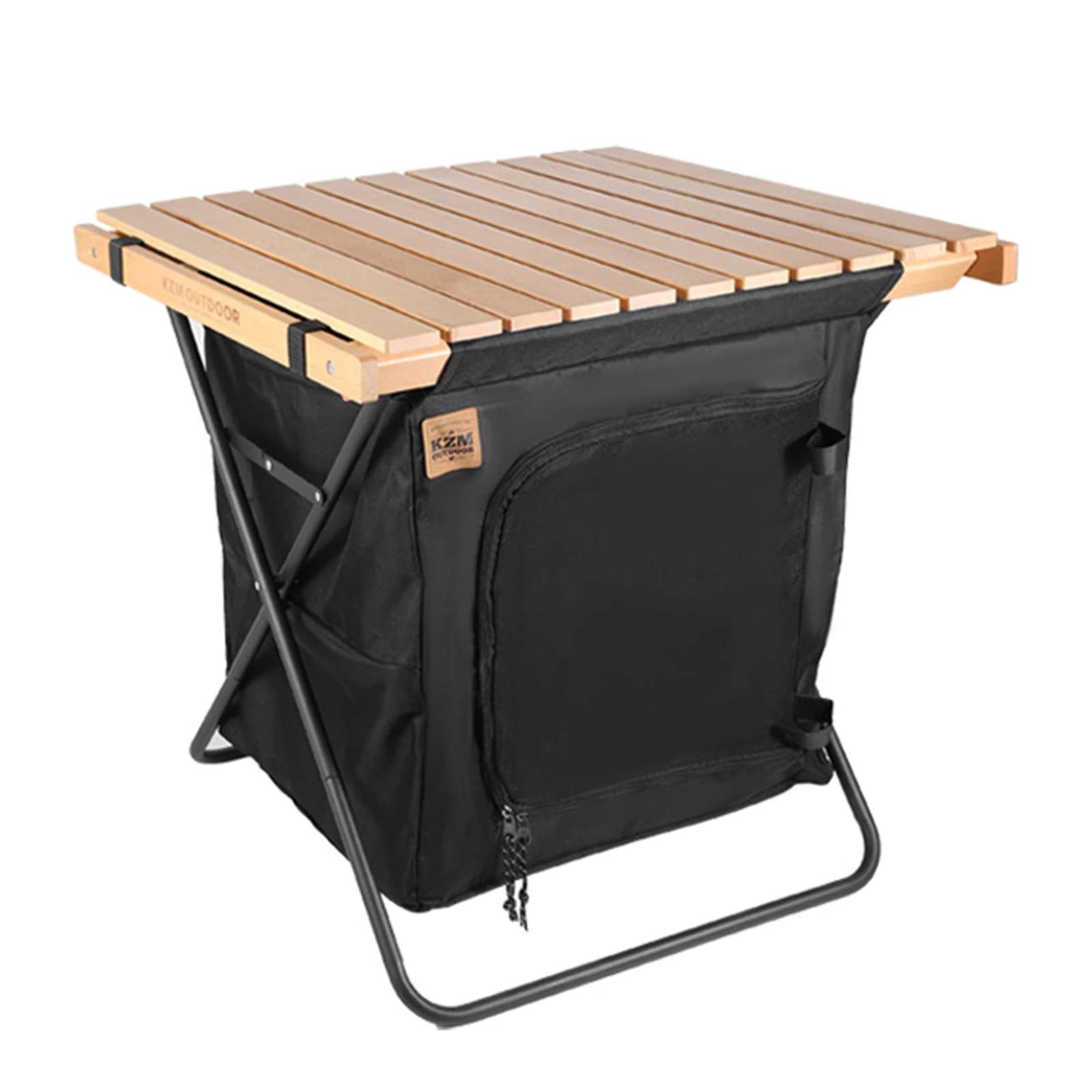 

Lightweight Foldable Outdoor Storage Table Multi-Function Portable Solid Wood Camping Table with Storage for Picnic Hiking