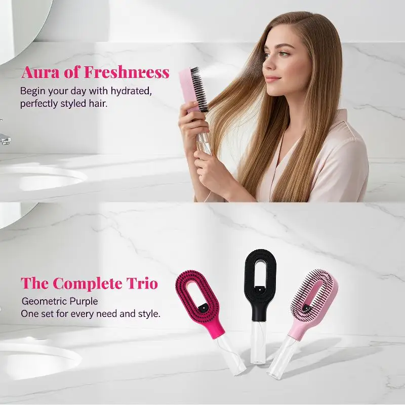 3Pcs Hair Care Set | Spray Detangler Brush, Root Comb Applicator Bottle & Scalp Massager For Wet & Dry Hair Styling, Scalp Care