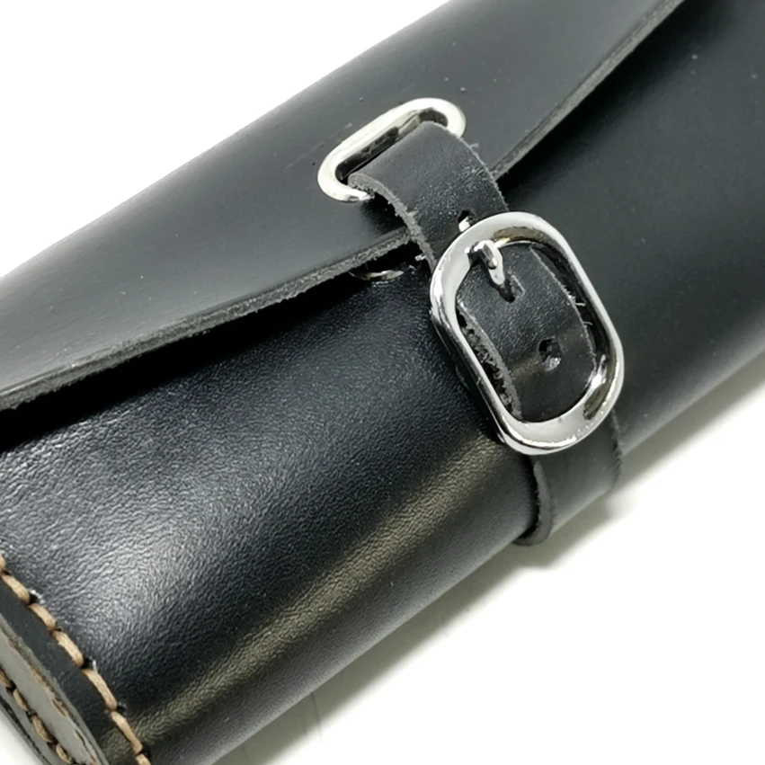E0989 100% Pure Handmade Bicycle Saddle Bag Cowhide Tool Bag  Retro Bicycle Hang Back Bag Black/Chocolate image 5
