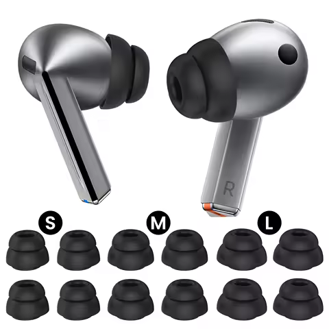 6 Pairs Ear Tips for Samsung Galaxy Buds3 Pro, S/M/L Double Flange Silicone Eartips Earbuds Earplug Replacement Fit in Case