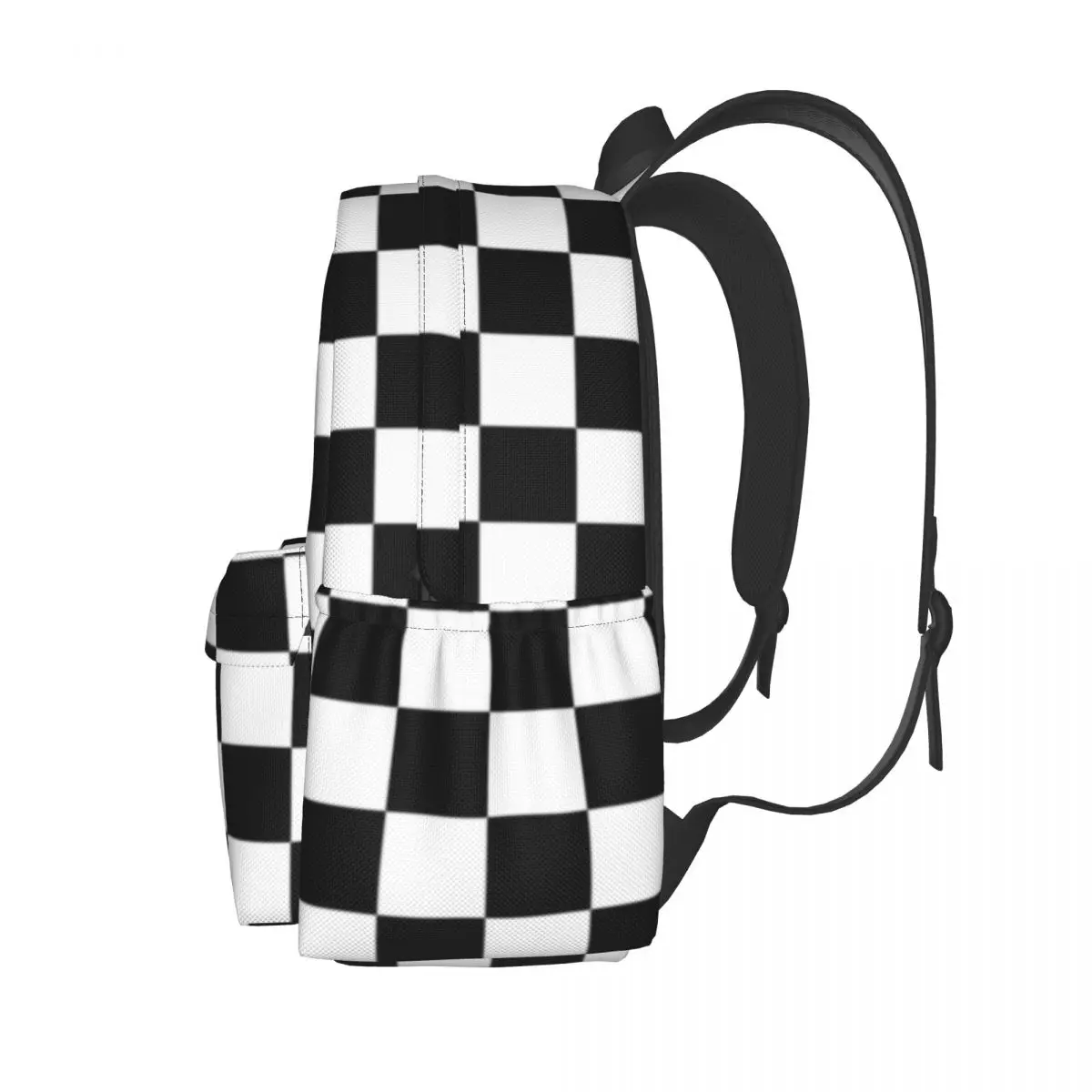 Black Checkerboard Backpack Classic Black and White Checker Travel Backpacks Female Style School Bags Designer Soft Rucksack