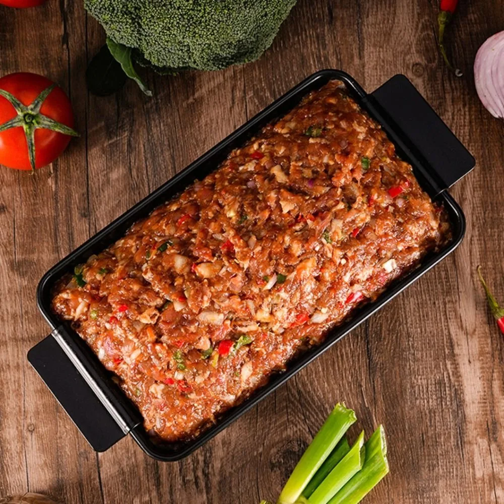 

Non Stick Meatloaf Pan Rectangular Carbon Steel Toast Baking Pan Heat Resistance with Detachable Drain Tray Bread Mold Breakfast