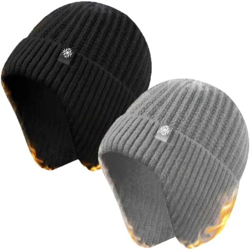 야외 귀마개 모자 남성 겨울 니트 플러시 따뜻함 피크 캡 캐주얼 패션 가짜 모피 안감 폭격기 사이클링 귀 보호