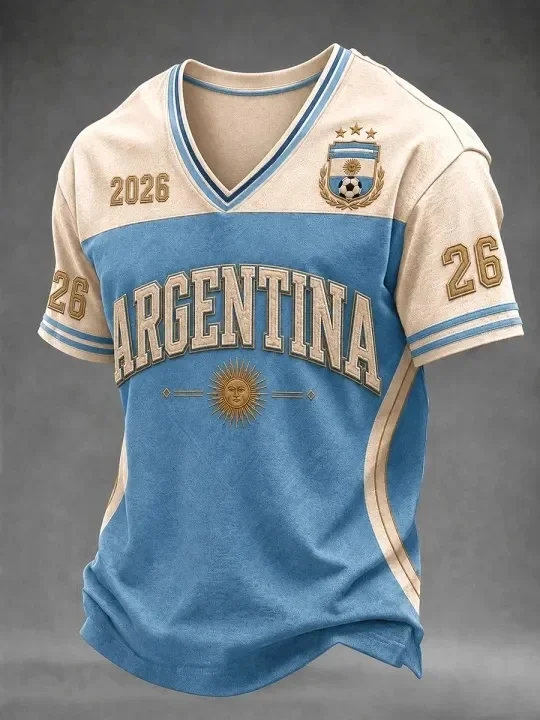 2026 Summer New Argentina Football Jersey Casual Sports Training Fan Quick Drying T-shirt for Family Matching Y2k Comfortable