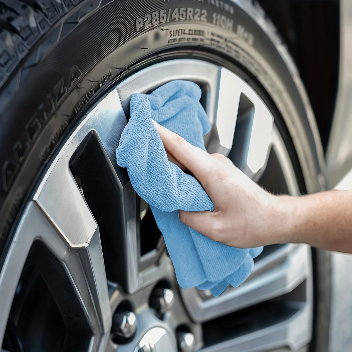 1-50pcs Light Blue Microfiber Car Wash Towel, Soft Absorbent Fast Drying Cleaning Cloth Rag for Auto Care view 6