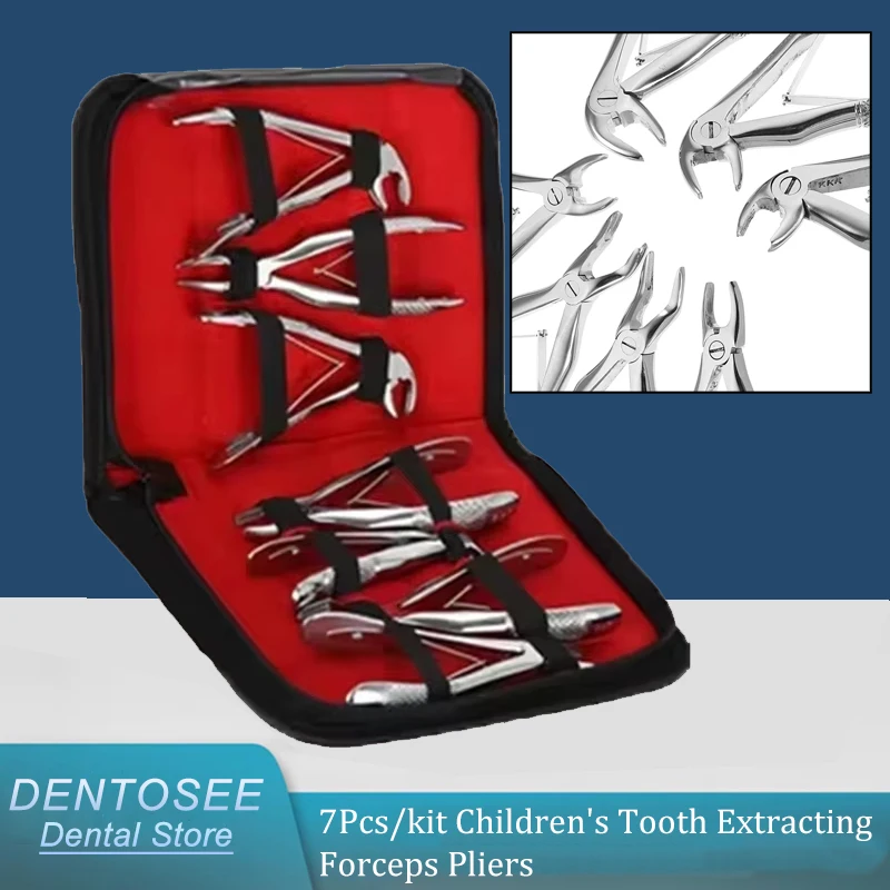 

7Pcs/kit Children's Tooth Extracting Forceps Pliers with Toolkit Dental Surgical Extraction Instruments for Dental Clinic