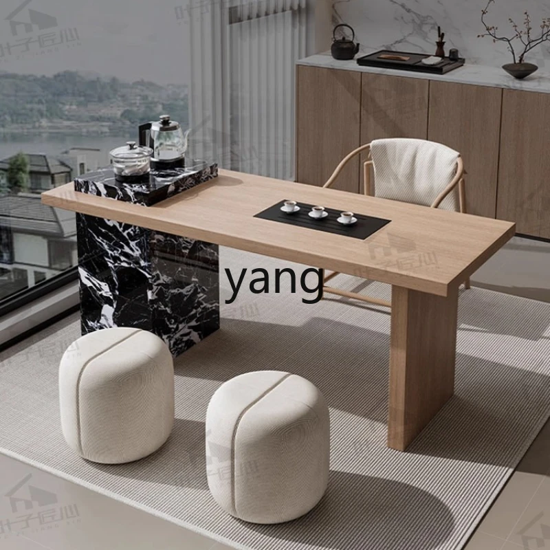 

tgf Balcony High-End Small Apartment Living Room Office Tea Table High-Grade Wood Grain Rock Board Tea Table