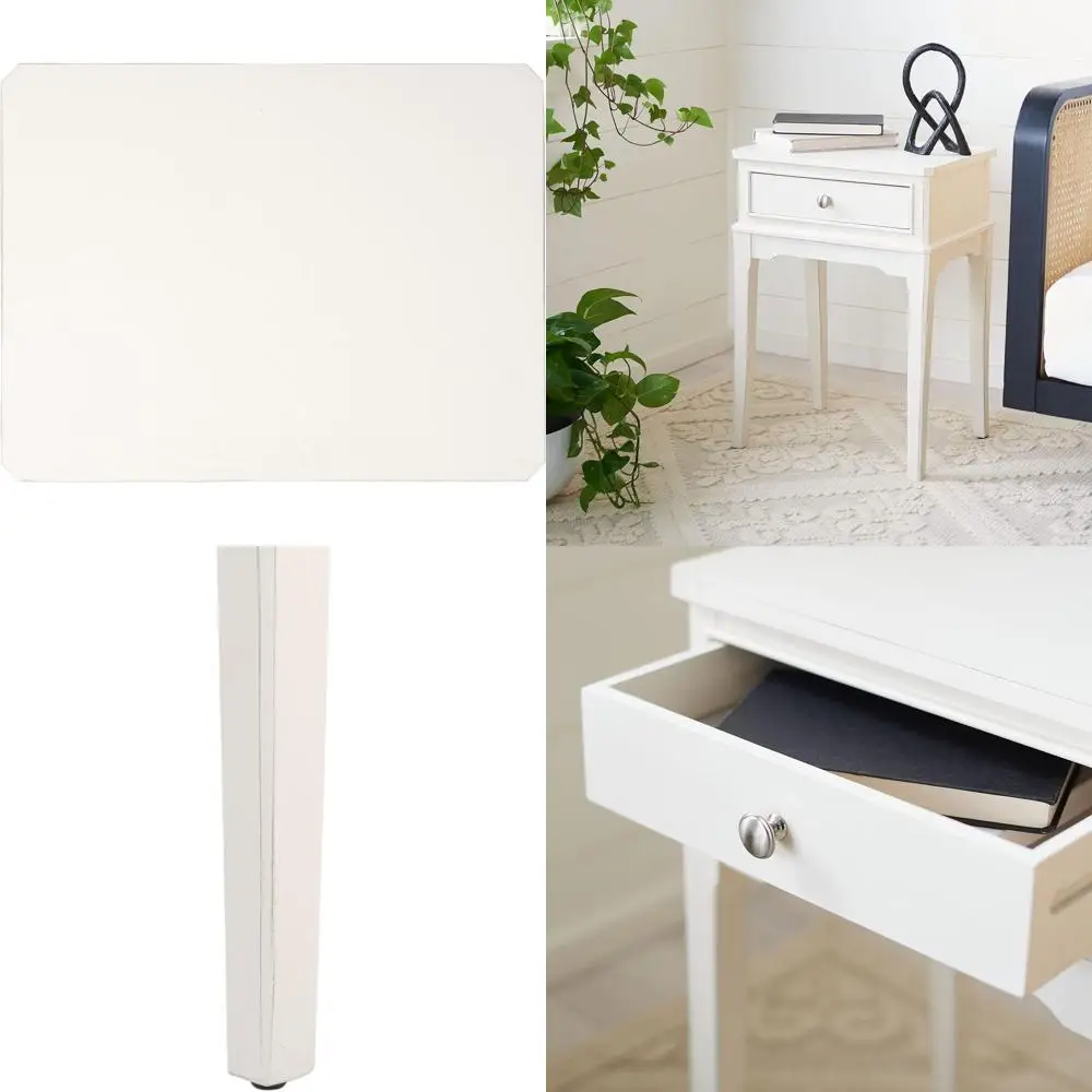 

Белый прикроватный столик в стиле фермерского дома с эффектом состаривания, с ящиком, современный дизайн тумбочки