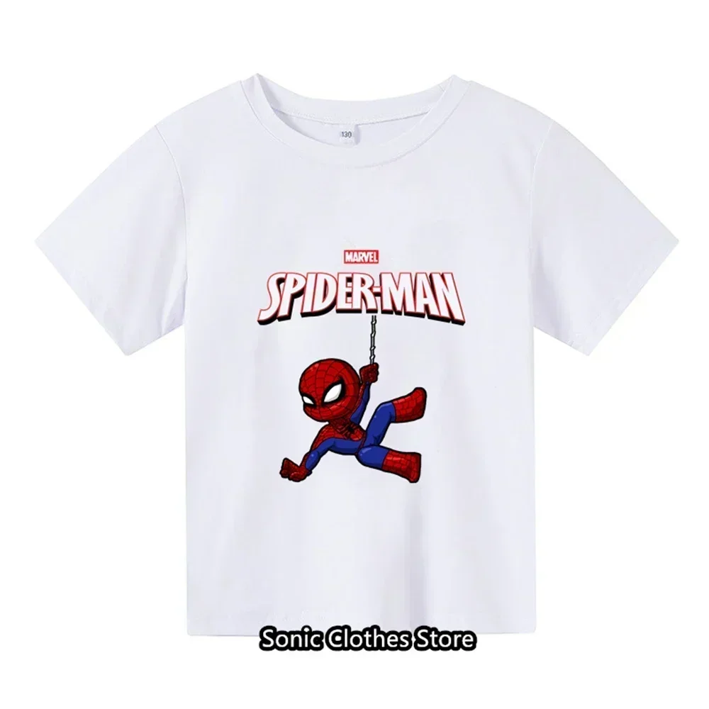 Summer New Spider Man Pattern Boys and Girls Children's Printed T-shirt Children's Summer Fashion Short sleeved T-shirt