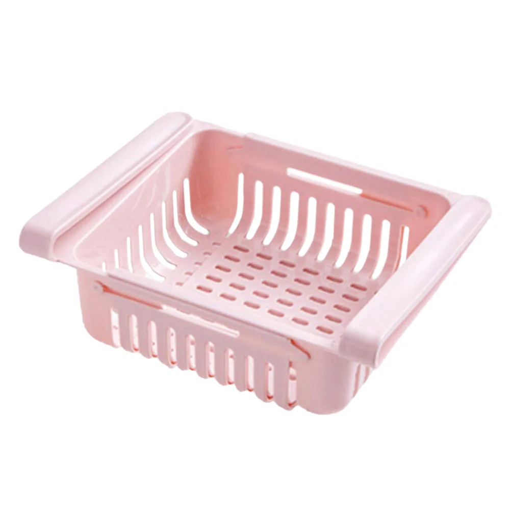 2Pcs Refrigerator Partition Layer Pink Plastic Holder Non-Perforating Rack Space-Saving Practical Home Accessory