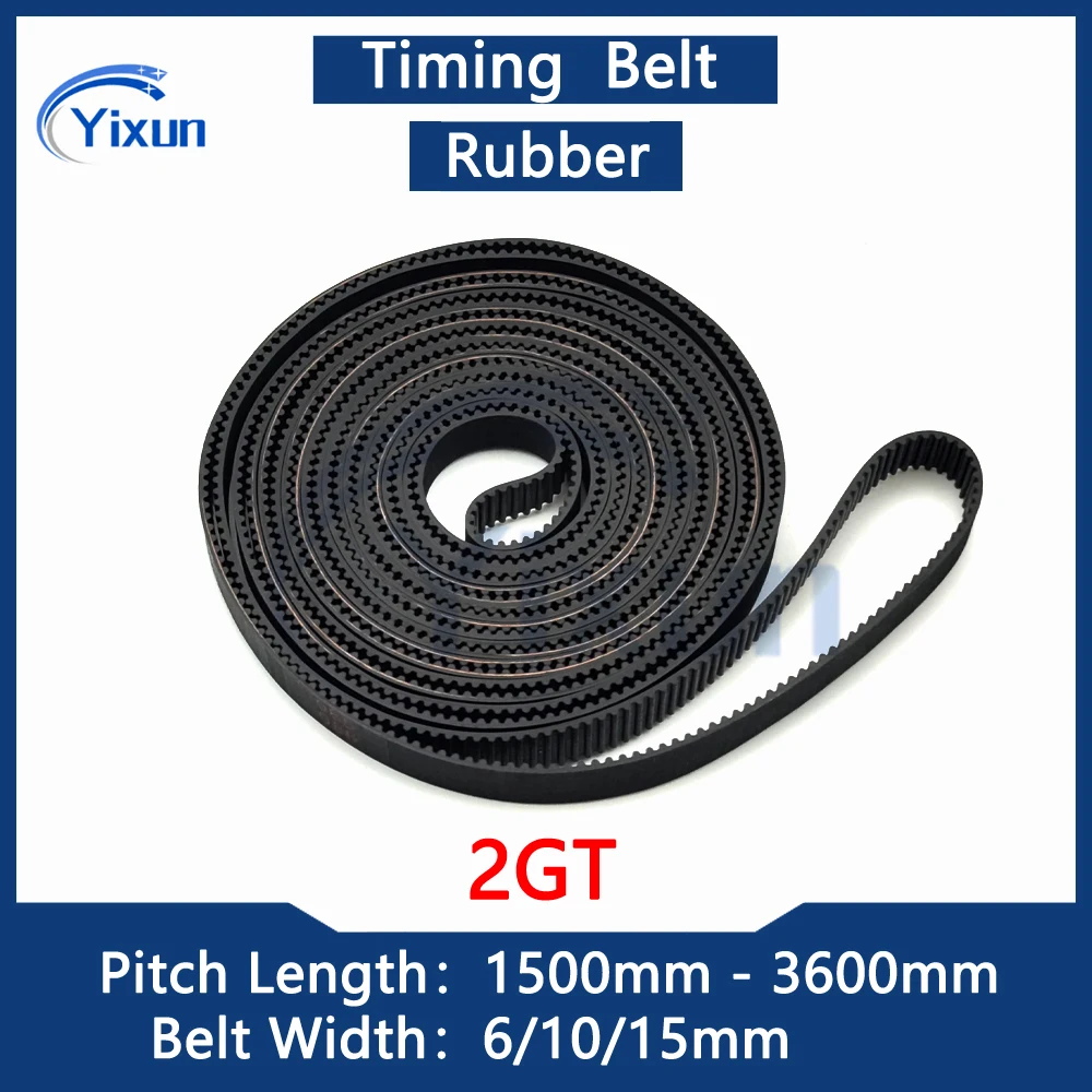 

Rubber 2GT Timing Belt Pitch Length 1500mm-3600mm Width 6/10/15mm GT2 Synchronous Belt Small Backlash Drive Belt For 3D Printer