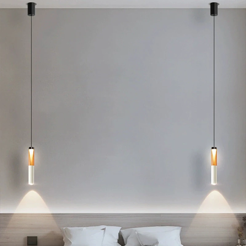 Modern Creative Bedside Pendant Lamp Minimalist Lifting Pendant Light Bedroom Round Tube Pendant Light Bar Indoor Lighting Lamps