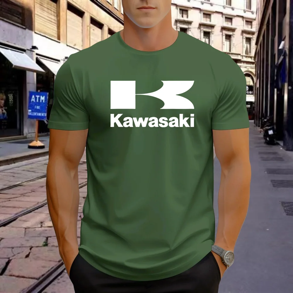

New men's short sleeved T-shirt with printed cotton top, men's casual sports round neck T-shirt, fitness men's clothing