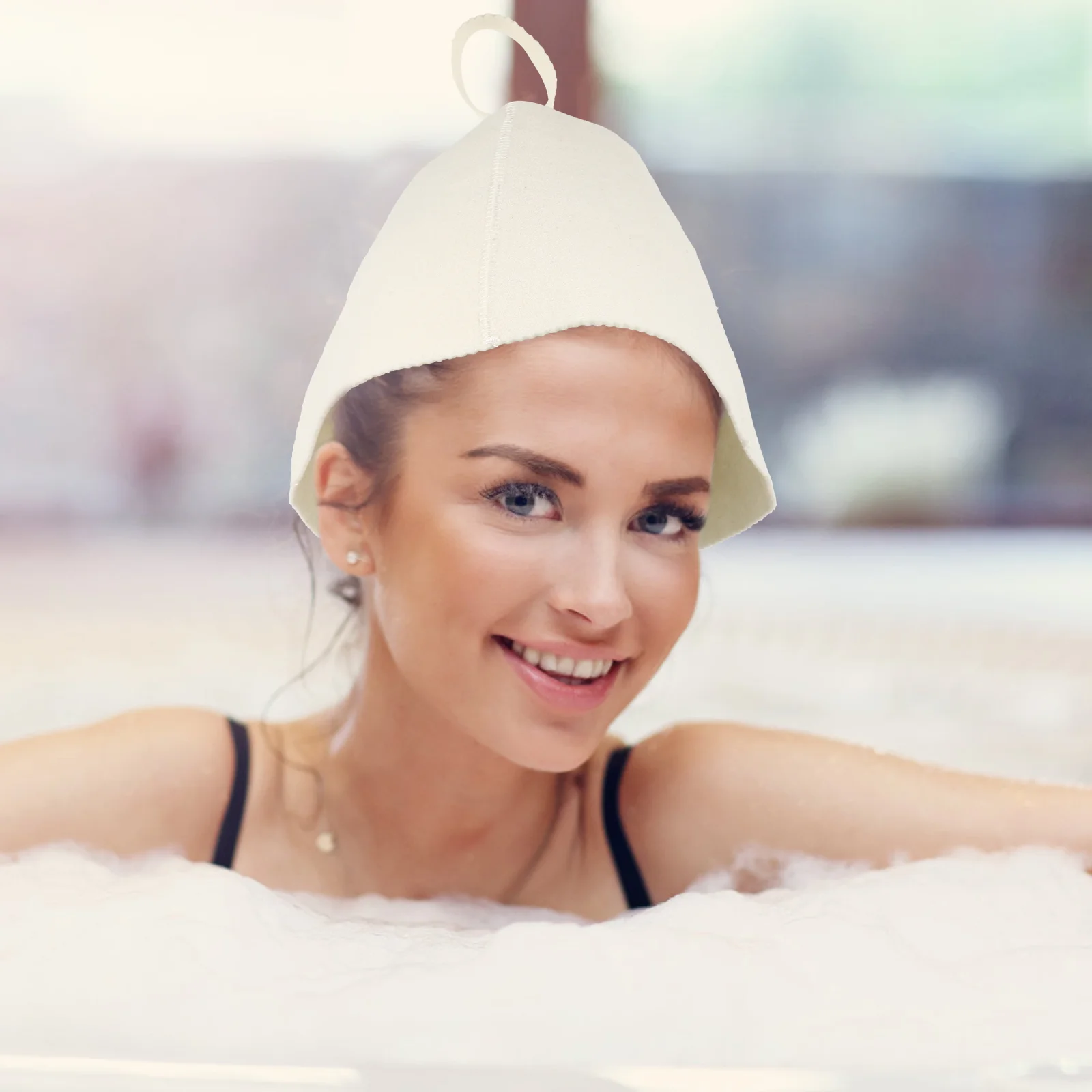 2 peças touca de chuveiro spa miss the hat clipe de feltro sauna a vapor para homens protetor de cabeça flexível